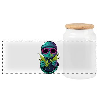 Relaxed Hipster - Panoramic Cookie Jar with Wooden Lid - white - Front