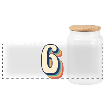 vintage rétro t-shirt numéro 6 six Sechs sei seis - Boîte à biscuits avec couvercle en bois - blanc - Devant