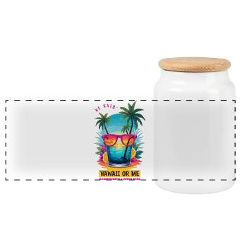 Il a dit : Hawaï ou moi - Boîte à biscuits avec couvercle en bois - blanc - Devant
