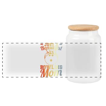 Bowling Mom - Panoramic Cookie Jar with Wooden Lid - white - Front