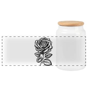 Romantische Rose - Panorama Keksdose mit Holzdeckel - Weiß - Vorne