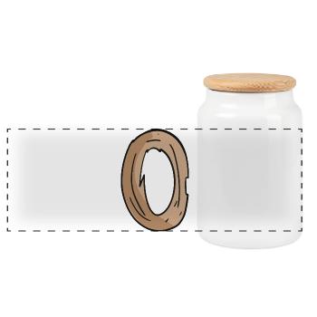 Letter O Wood Wooden Letter - Panoramic Cookie Jar with Wooden Lid - white - Front
