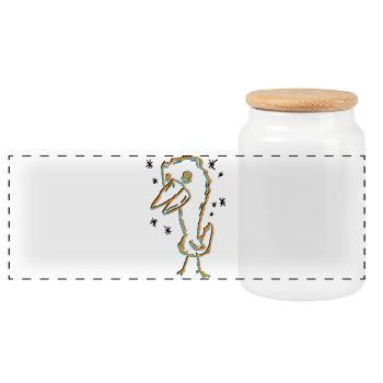 Wild Bird - Panoramic Cookie Jar with Wooden Lid - white - Front