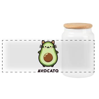 Süßer Avocato Katzenfreund Wortspiel Design - Panorama Keksdose mit Holzdeckel - Weiß - Vorne