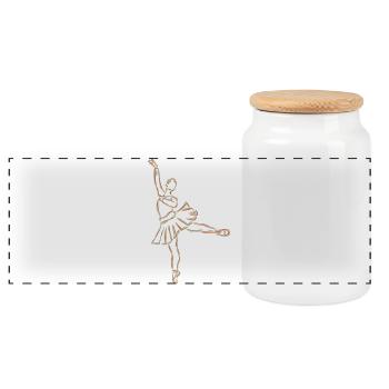 Dessin de fille de ballet - Boîte à biscuits avec couvercle en bois - blanc - Devant