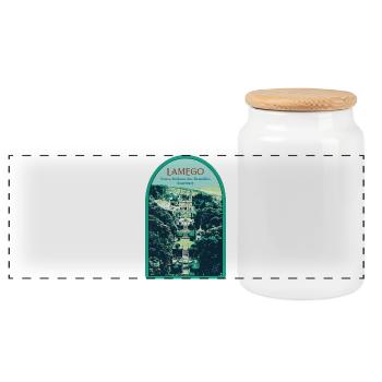 Lamego, Sanctuary of Our Lady of Remedies - Panoramic Cookie Jar with Wooden Lid - white - Front