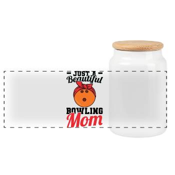 Juste une belle maman de bowling - Boîte à biscuits avec couvercle en bois - blanc - Devant