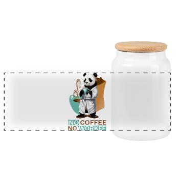 Panda with bathrobe - Panoramic Cookie Jar with Wooden Lid - white - Front