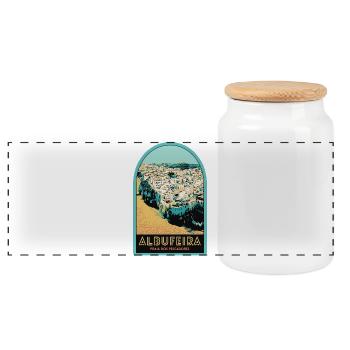 Illustration Albufeira aerial view - Panoramic Cookie Jar with Wooden Lid - white - Front