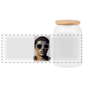 Cool hipsters - Panoramic Cookie Jar with Wooden Lid - white - Front