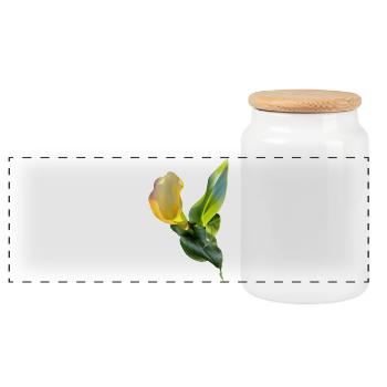 GELBE CALLA-LILIE - Panorama Keksdose mit Holzdeckel - Weiß - Vorne