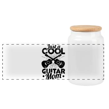 Guitar Mom - Panoramic Cookie Jar with Wooden Lid - white - Front