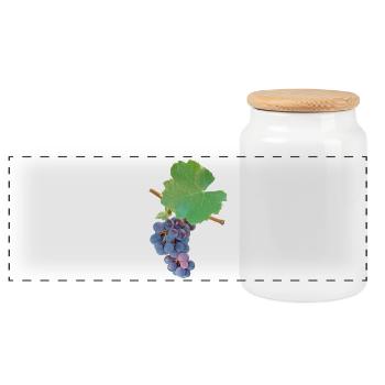 Grapes – fruity elegance - Panoramic Cookie Jar with Wooden Lid - white - Front