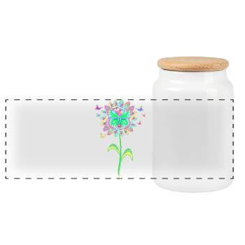 Fleur de papillon Fleur de papillon - Boîte à biscuits avec couvercle en bois - blanc - Devant