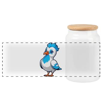 Petite colombe - Boîte à biscuits avec couvercle en bois - blanc - Devant