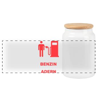 Gasoline Statement Refueling Petrol Pump Gas Station - Panoramic Cookie Jar with Wooden Lid - white - Front