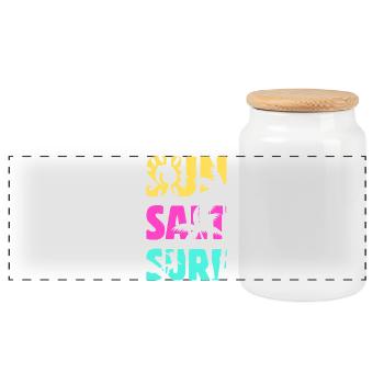 Sun Salt Surf Sommer - Panorama Keksdose mit Holzdeckel - Weiß - Vorne