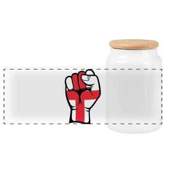 Poing nordique avec drapeau du Danemark - Boîte à biscuits avec couvercle en bois - blanc - Devant
