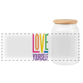LGBTQ Pride Month - Love Yourself - Panoramic Cookie Jar with Wooden Lid - white - Front