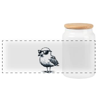 Is Watt Coole Möwe Urlaub Nordsee - Panoramic Cookie Jar with Wooden Lid - white - Front
