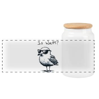 Is Watt Coole Möwe Urlaub Nordsee - Panorama Keksdose mit Holzdeckel - Weiß - Vorne