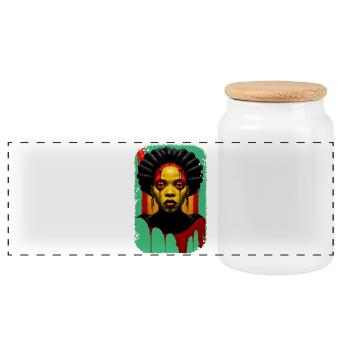 portrait femme noire dégoulinant de couleurs - Boîte à biscuits avec couvercle en bois - blanc - Devant