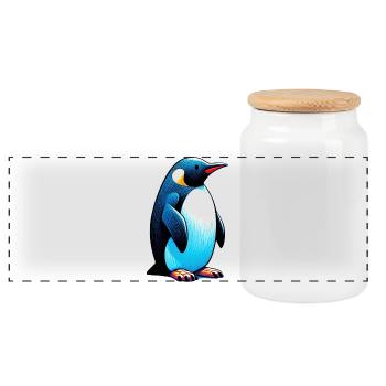 Pingouin - Boîte à biscuits avec couvercle en bois - blanc - Devant