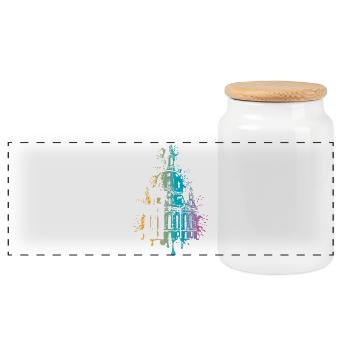Logo souvenir de l’explosion de couleurs de Dresde Frauenkirche - Boîte à biscuits avec couvercle en bois - blanc - Devant
