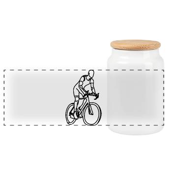 Croquis de cyclisme - Boîte à biscuits avec couvercle en bois - blanc - Devant