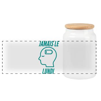 JAMAIS LE LUNDI ,Échappée Vers le Week-end - Boîte à biscuits avec couvercle en bois - blanc - Devant