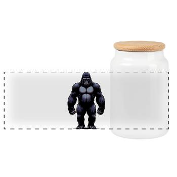 Gorilla - Panorama Keksdose mit Holzdeckel - Weiß - Vorne