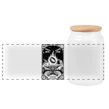 Tarot à un anneau noir - Boîte à biscuits avec couvercle en bois - blanc - Devant