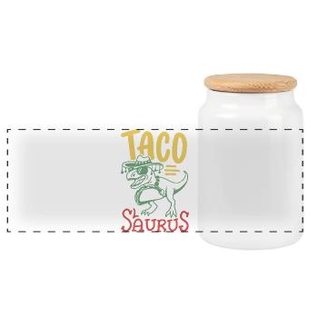 Taco Saurus Cinco de Mayo Mexikaner - Panorama Keksdose mit Holzdeckel - Weiß - Vorne