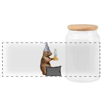 Écureuil avec lampe et oreiller - Boîte à biscuits avec couvercle en bois - blanc - Devant
