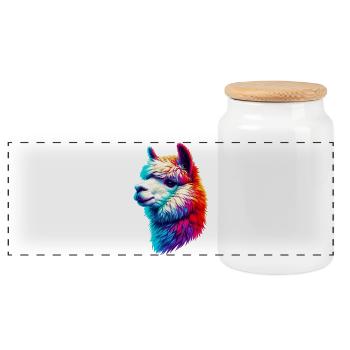 Alpaga - Boîte à biscuits avec couvercle en bois - blanc - Devant