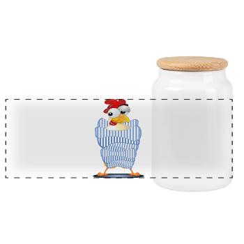 CHICKEN COOP - AUTUMN WINTER - Panoramic Cookie Jar with Wooden Lid - white - Front