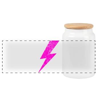 Leuchtender Pink Blitz Motiv - Panorama Keksdose mit Holzdeckel - Weiß - Vorne