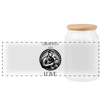 Crafting with Love - Panoramic Cookie Jar with Wooden Lid - white - Front