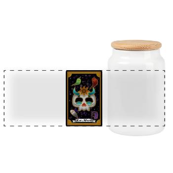 Carte de Tarot "La Mort" - Boîte à biscuits avec couvercle en bois - blanc - Devant