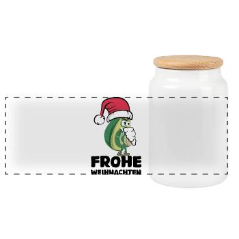 avocat joyeux noël barbe dessin animé logo de dessin animé - Boîte à biscuits avec couvercle en bois - blanc - Devant