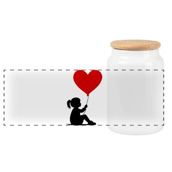 Amour du cœur - Boîte à biscuits avec couvercle en bois - blanc - Devant