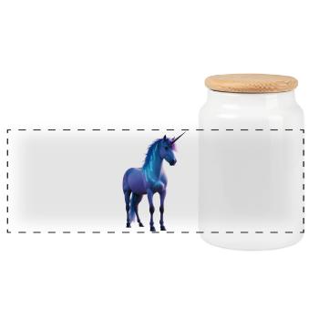 Silhouette Majestic Unicorn - Panoramic Cookie Jar with Wooden Lid - white - Front