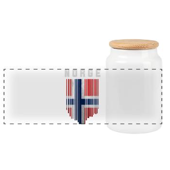 Norwegian flag, Norwegian pride - Panoramic Cookie Jar with Wooden Lid - white - Front