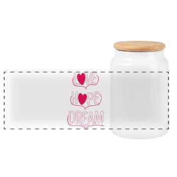 Liebe Hoffnung Traum Neon Herz Design - Panorama Keksdose mit Holzdeckel - Weiß - Vorne