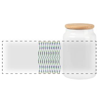 zigzag - Panoramic Cookie Jar with Wooden Lid - white - Front