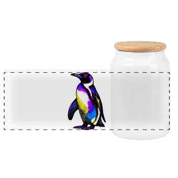 Pinguin - Panorama Keksdose mit Holzdeckel - Weiß - Vorne