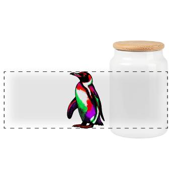 Pinguin - Panorama Keksdose mit Holzdeckel - Weiß - Vorne