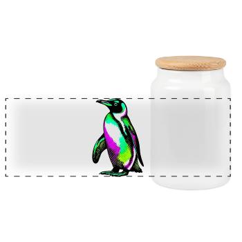 Pinguin - Panorama Keksdose mit Holzdeckel - Weiß - Vorne