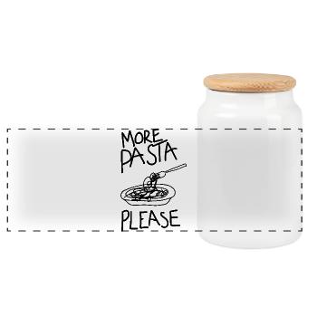 more pasta please noodles funny sayings - Panoramic Cookie Jar with Wooden Lid - white - Front