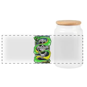 Skull & Snake Neon Edition - Panorama Keksdose mit Holzdeckel - Weiß - Vorne